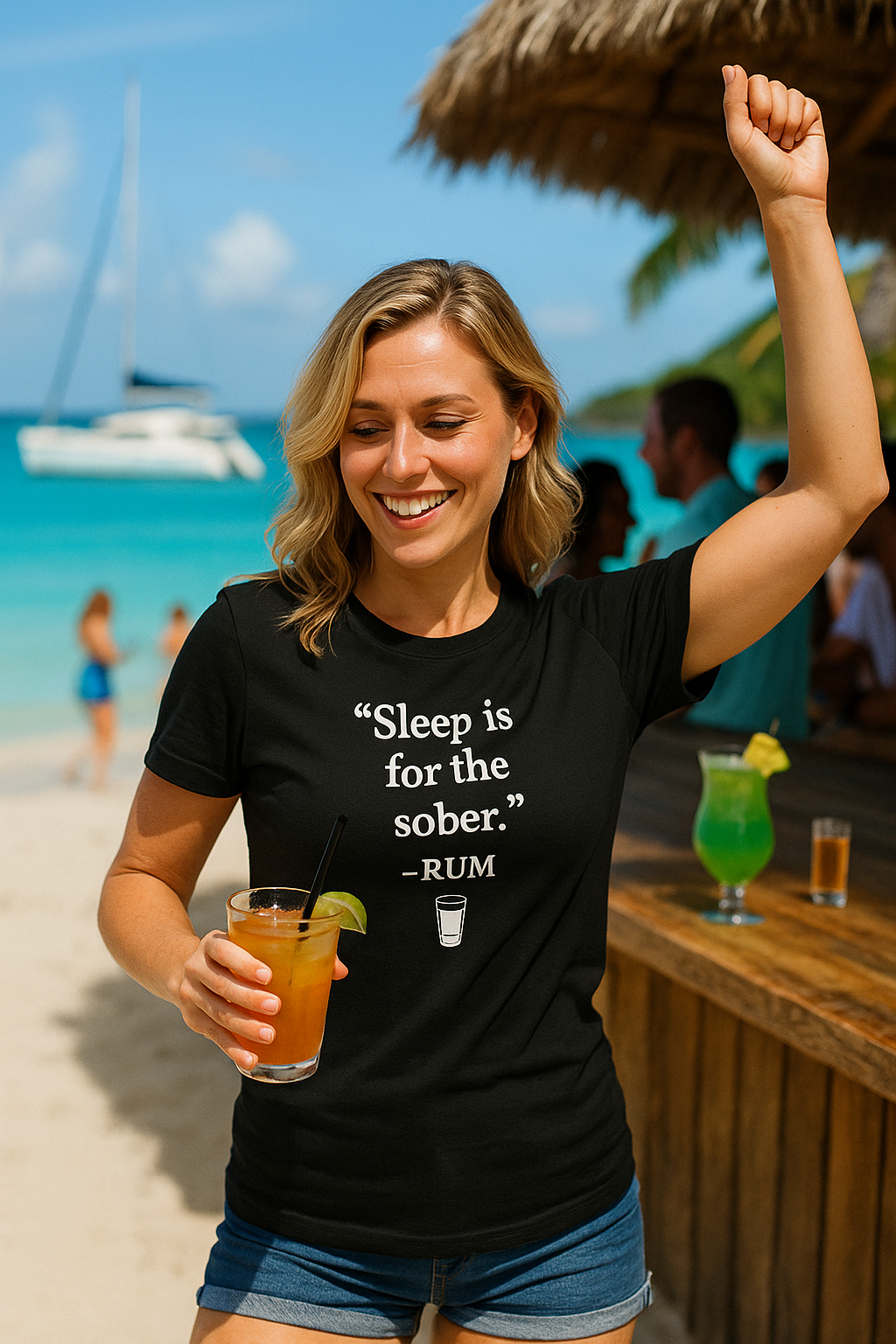 "Sleep is For The Sober" - Rum Funny Quotes QR Shirt