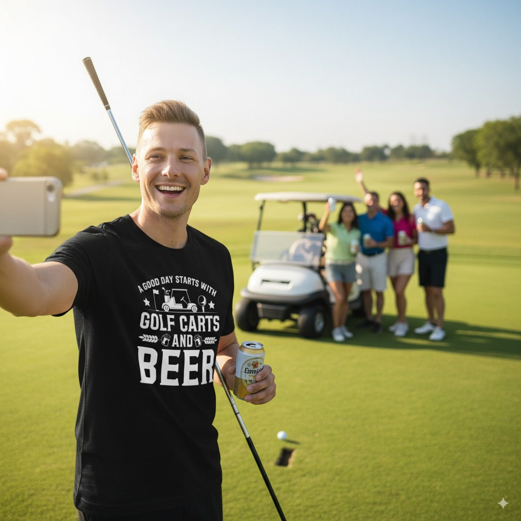 A Good Day Starts With Golf Carts And Beer, T-Shirt