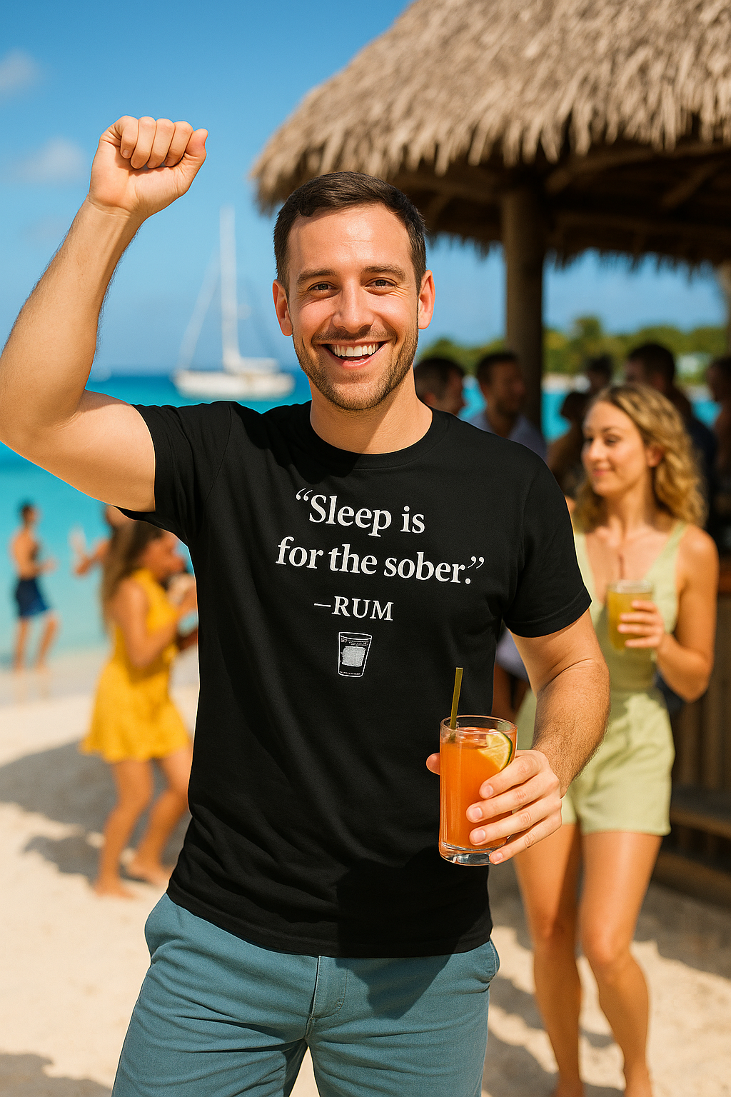 "Sleep is For The Sober" - Rum Funny Quotes QR Shirt